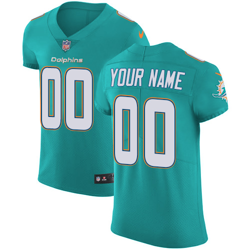 Men's Nike Miami Dolphins Customized Elite Aqua Green Team Color NFL Jersey