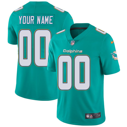 Men's Nike Miami Dolphins Customized Aqua Green Team Color Vapor Untouchable Custom Limited NFL Jersey