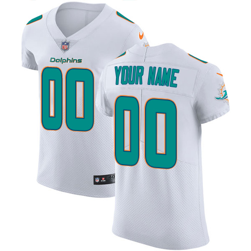 Men's Nike Miami Dolphins Customized Elite White NFL Jersey