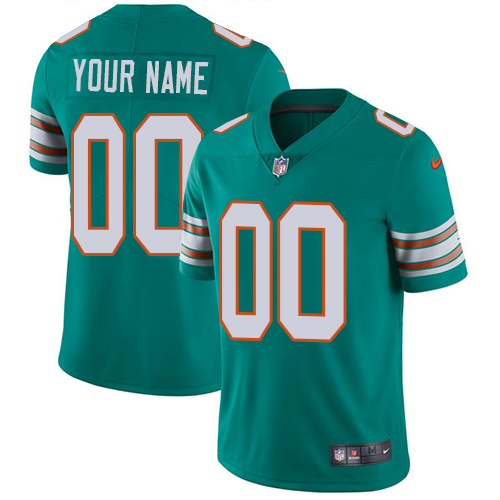 Men's Nike Miami Dolphins Customized Aqua Green Alternate Vapor Untouchable Custom Limited NFL Jersey
