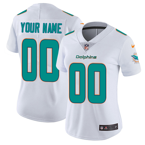 Women's Nike Miami Dolphins Customized White Vapor Untouchable Custom Limited NFL Jersey