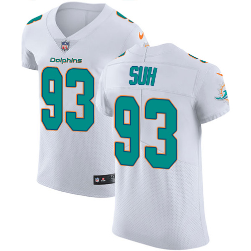 Men's Nike Miami Dolphins #93 Ndamukong Suh Elite White NFL Jersey