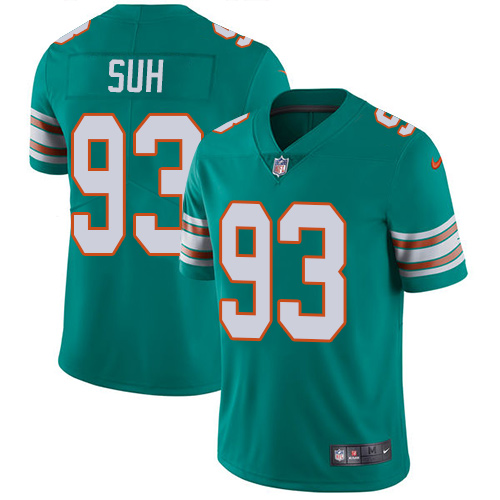 Men's Nike Miami Dolphins #93 Ndamukong Suh Aqua Green Alternate Vapor Untouchable Limited Player NFL Jersey