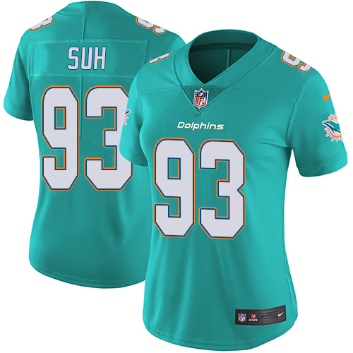 Women's Nike Miami Dolphins #93 Ndamukong Suh Aqua Green Team Color Vapor Untouchable Elite Player NFL Jersey
