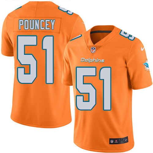 Youth Nike Miami Dolphins #51 Mike Pouncey Limited Orange Rush Vapor Untouchable NFL Jersey