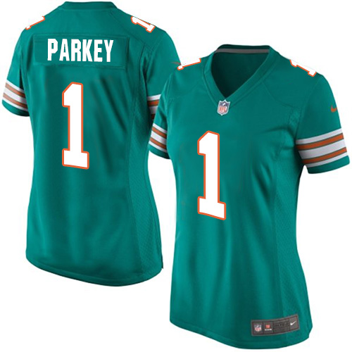 Women's Nike Miami Dolphins #1 Cody Parkey Game Aqua Green Alternate NFL Jersey
