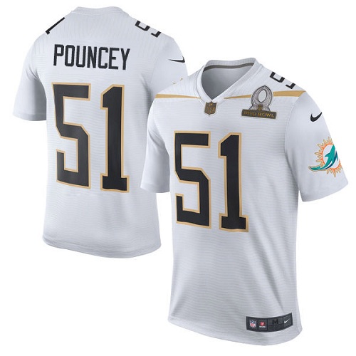 Men's Nike Miami Dolphins #51 Mike Pouncey Elite White Team Rice 2016 Pro Bowl NFL Jersey