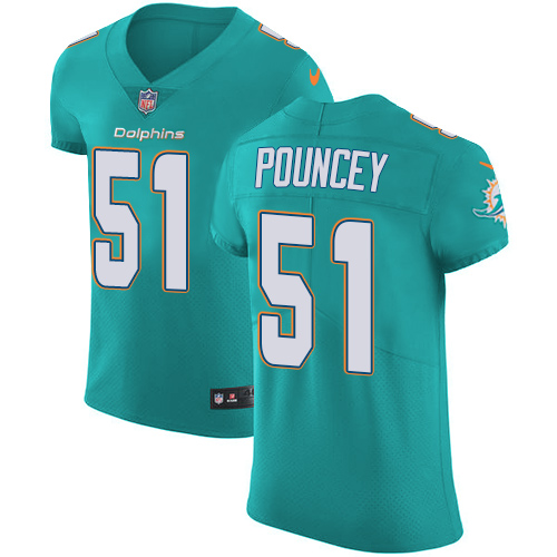 Men's Nike Miami Dolphins #51 Mike Pouncey Elite Aqua Green Team Color NFL Jersey