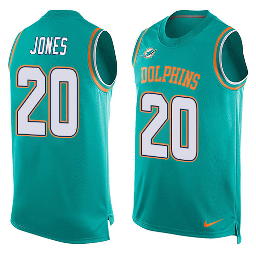 Men's Nike Miami Dolphins #20 Reshad Jones Limited Aqua Green Player Name & Number Tank Top NFL Jersey