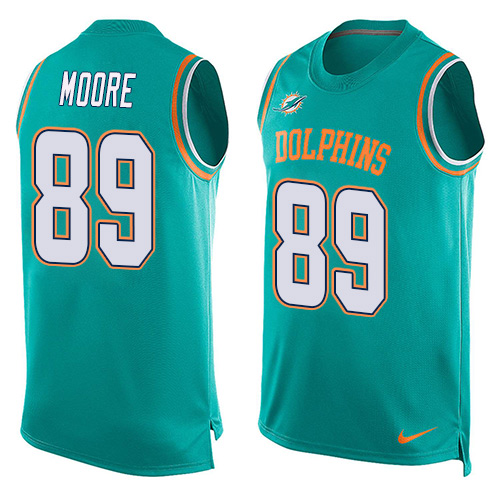 Men's Nike Miami Dolphins #89 Nat Moore Limited Aqua Green Player Name & Number Tank Top NFL Jersey