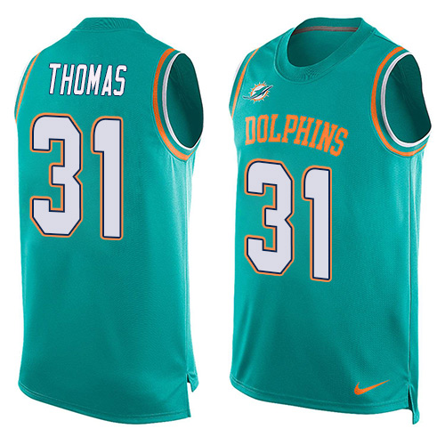 Men's Nike Miami Dolphins #31 Michael Thomas Limited Aqua Green Player Name & Number Tank Top NFL Jersey
