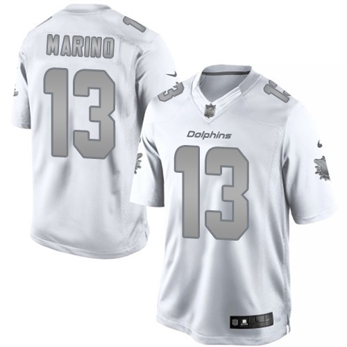 Men's Nike Miami Dolphins #13 Dan Marino Limited White Platinum NFL Jersey