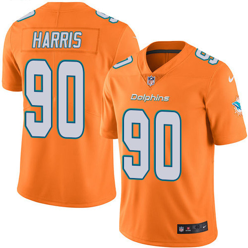 Men's Nike Miami Dolphins #90 Charles Harris Elite Orange Rush Vapor Untouchable NFL Jersey