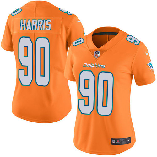 Women's Nike Miami Dolphins #90 Charles Harris Limited Orange Rush Vapor Untouchable NFL Jersey