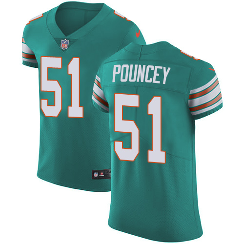 Men's Nike Miami Dolphins #51 Mike Pouncey Elite Aqua Green Alternate NFL Jersey
