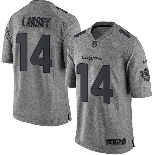 Men's Nike Miami Dolphins #14 Jarvis Landry Limited Gray Gridiron NFL Jersey