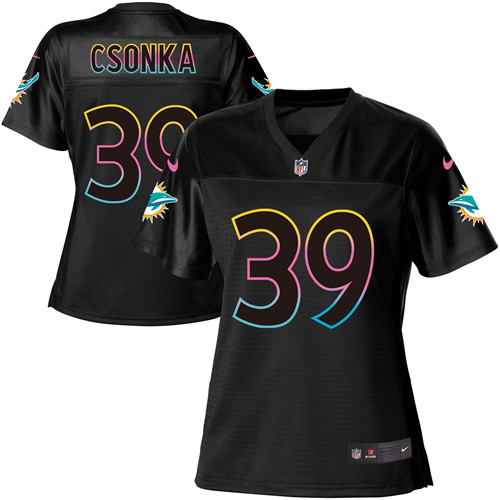 Women's Nike Miami Dolphins #39 Larry Csonka Game Black Fashion NFL Jersey