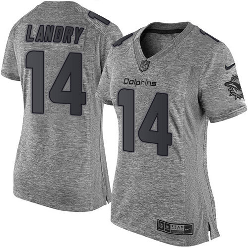 Women's Nike Miami Dolphins #14 Jarvis Landry Limited Gray Gridiron NFL Jersey