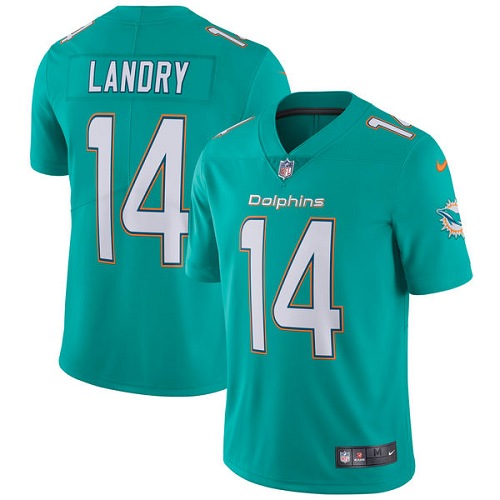 Men's Nike Miami Dolphins #14 Jarvis Landry Aqua Green Team Color Vapor Untouchable Limited Player NFL Jersey