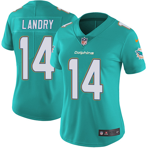 Women's Nike Miami Dolphins #14 Jarvis Landry Aqua Green Team Color Vapor Untouchable Limited Player NFL Jersey