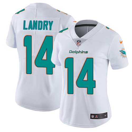 Women's Nike Miami Dolphins #14 Jarvis Landry White Vapor Untouchable Limited Player NFL Jersey
