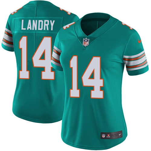 Women's Nike Miami Dolphins #14 Jarvis Landry Aqua Green Alternate Vapor Untouchable Elite Player NFL Jersey