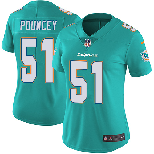 Women's Nike Miami Dolphins #51 Mike Pouncey Aqua Green Team Color Vapor Untouchable Elite Player NFL Jersey