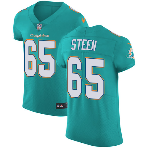 Men's Nike Miami Dolphins #65 Anthony Steen Elite Aqua Green Team Color NFL Jersey