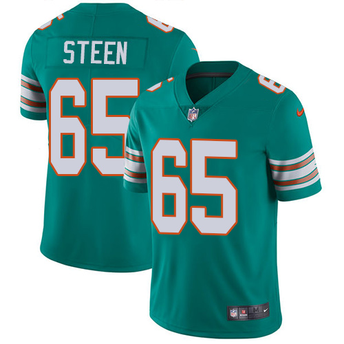 Men's Nike Miami Dolphins #65 Anthony Steen Aqua Green Alternate Vapor Untouchable Limited Player NFL Jersey