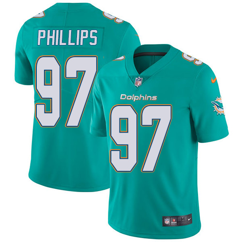 Youth Nike Miami Dolphins #97 Jordan Phillips Aqua Green Team Color Vapor Untouchable Elite Player NFL Jersey