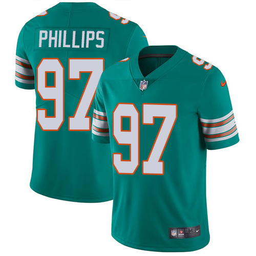 Youth Nike Miami Dolphins #97 Jordan Phillips Aqua Green Alternate Vapor Untouchable Limited Player NFL Jersey