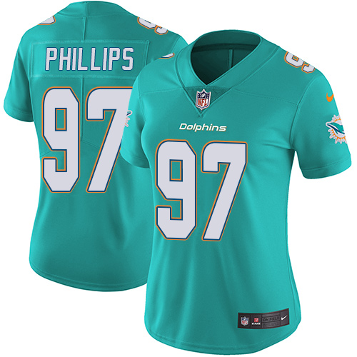 Women's Nike Miami Dolphins #97 Jordan Phillips Aqua Green Team Color Vapor Untouchable Limited Player NFL Jersey