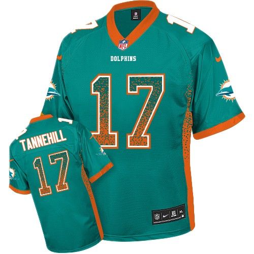 Men's Nike Miami Dolphins #17 Ryan Tannehill Elite Aqua Green Drift Fashion NFL Jersey