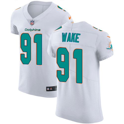 Men's Nike Miami Dolphins #91 Cameron Wake Elite White NFL Jersey