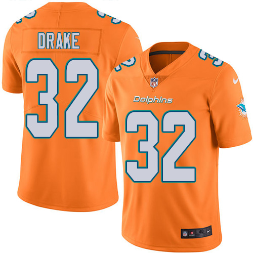 Men's Nike Miami Dolphins #32 Kenyan Drake Elite Orange Rush Vapor Untouchable NFL Jersey