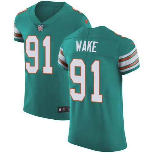 Men's Nike Miami Dolphins #91 Cameron Wake Elite Aqua Green Alternate NFL Jersey