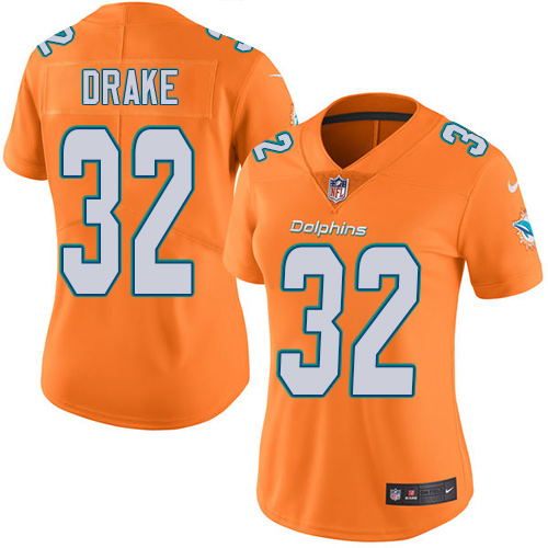 Women's Nike Miami Dolphins #32 Kenyan Drake Limited Orange Rush Vapor Untouchable NFL Jersey