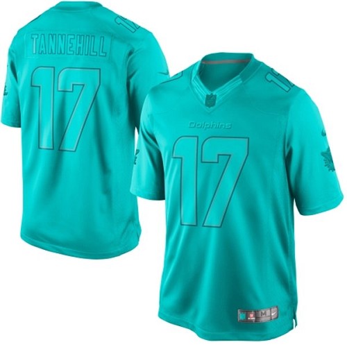 Men's Nike Miami Dolphins #17 Ryan Tannehill Aqua Green Drenched Limited NFL Jersey