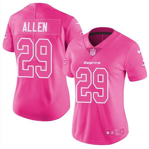 Women's Nike Miami Dolphins #29 Nate Allen Limited Pink Rush Fashion NFL Jersey
