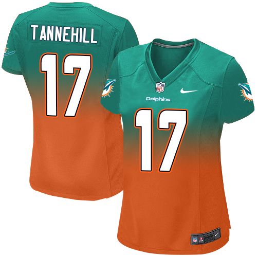 Women's Nike Miami Dolphins #17 Ryan Tannehill Elite Aqua Green/Orange Fadeaway NFL Jersey