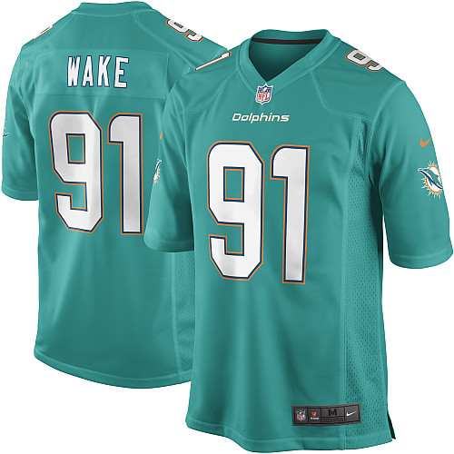 Youth Nike Miami Dolphins #91 Cameron Wake Game Aqua Green Team Color NFL Jersey