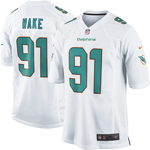 Youth Nike Miami Dolphins #91 Cameron Wake Game White NFL Jersey