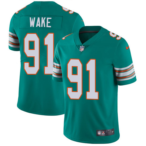 Youth Nike Miami Dolphins #91 Cameron Wake Aqua Green Alternate Vapor Untouchable Limited Player NFL Jersey