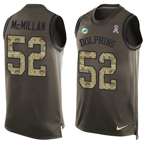 Men's Nike Miami Dolphins #52 Raekwon McMillan Limited Green Salute to Service Tank Top NFL Jersey
