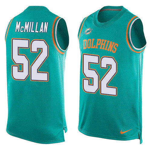 Men's Nike Miami Dolphins #52 Raekwon McMillan Limited Aqua Green Player Name & Number Tank Top NFL Jersey
