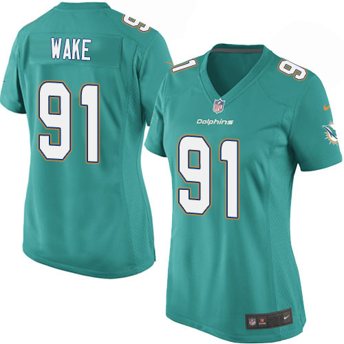 Women's Nike Miami Dolphins #91 Cameron Wake Game Aqua Green Team Color NFL Jersey