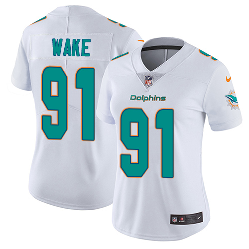 Women's Nike Miami Dolphins #91 Cameron Wake White Vapor Untouchable Limited Player NFL Jersey