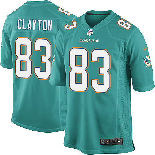 Youth Nike Miami Dolphins #83 Mark Clayton Game Aqua Green Team Color NFL Jersey