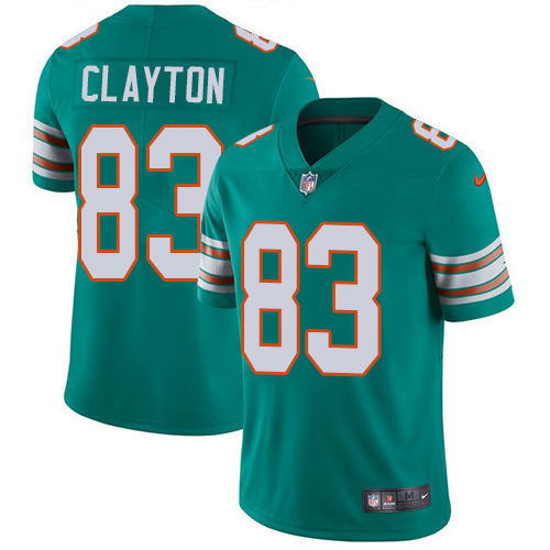 Youth Nike Miami Dolphins #83 Mark Clayton Aqua Green Alternate Vapor Untouchable Limited Player NFL Jersey