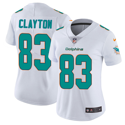 Women's Nike Miami Dolphins #83 Mark Clayton White Vapor Untouchable Elite Player NFL Jersey